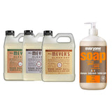 Liquid Hand Soap Refill, 1 Pack Geranium, 1 Pack Lavender, 1 Pack Oat Blossom, 33 OZ each include 1, 32 OZ Bottle of Bath & Shower Gel Soap, Citrus/Mint