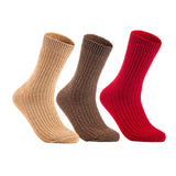 Lian LifeStyle Gorgeous Big Girls Women's 3 Pair Wool Crew Socks Size 6-9 FS03, Color (Beige,Brown,Red)