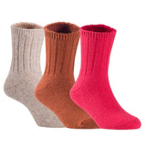 Children's Durable, Stretchable, Thick & Warm Wool Crew Socks. Perfect as Winter Snow Sock and All Seasons FS01, 3 Pair, Size 4Y-6Y, Biege, Coffee, Red