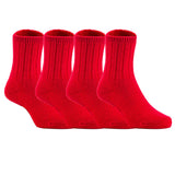 4 Pairs Children's Comfy, Durable, Stretchable, Thick & Warm Wool Crew Socks. Perfect as Winter Snow Sock and All Seasons FS01 Size 4Y-6Y(Red)