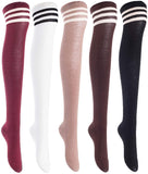 Lian LifeStyle Big Girl's Women's 5 Pairs Thigh High Cotton Socks Size 6-9 L1022