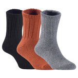 Children's Durable, Stretchable, Thick & Warm Wool Crew Socks. Perfect as Winter Snow Sock and All Seasons FS01, 3 Pair, Size 4Y-6Y, Black, Coffee, Grey