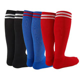 Lian LifeStyle Exceptional Girl's 3 Pair's Knee High Sports Socks for Soccer, Softball, Baseball, and Many Other Sports XL002 Size M, Black, Blue, Red