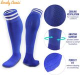 Lovely Annie Unisex Children 2 Pairs Knee High Sports Socks for Baseball/Soccer/Lacrosse 003 S(Blue)