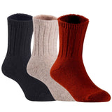Children's Durable, Stretchable, Thick & Warm Wool Crew Socks. Perfect as Winter Snow Sock and All Seasons FS01, 3 Pair, Size 4Y-6Y, Black, Biege, Wine