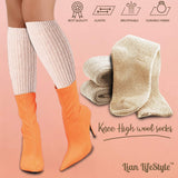 Lian LifeStyle Women's 2 Pairs Knee High Wool Socks LWFS05 Size 6-9