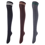 Lovely Annie Women's 3 Pairs Incredible Durable Super Soft Unique Over Knee High Thigh High Cotton Socks Size 6-9 A1023(Random)