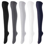 Lovely Annie Women's 5 Pairs Over Knee High Thigh High Cotton Socks A1024 Size 6-9