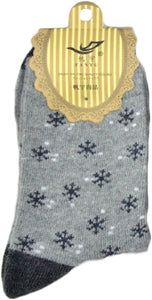 Lian LifeStyle 1 Pair Girl's Angora Lambs Wool Socks Snowflakes Size 7-9 Casual
