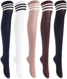 Lian LifeStyle Big Girl's Women's 5 Pairs Thigh High Cotton Socks Size 6-9 L1022