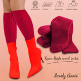 Lovely Annie Big Girl's & Women's 1 Pairs Knee High Wool Socks | Comfy, Cozy and Fancy Leg Warmer Stockings AFS05 Size L/XL(Red)