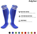 Lovely Annie Men's 2 Pairs Knee High Sports Socks for Baseball/Soccer/Lacrosse 003 M(Blue)
