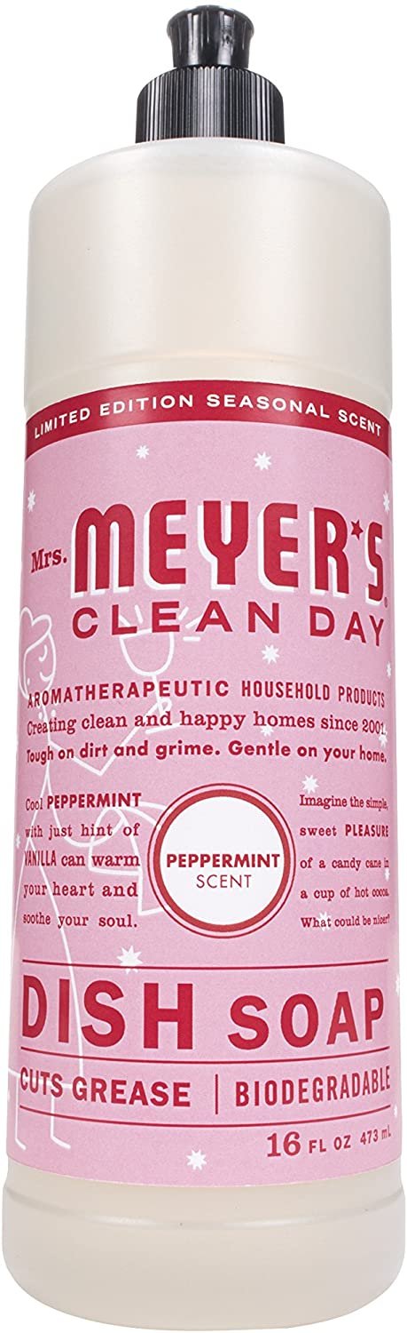 Mrs. Meyer's Clean Day Liquid Dish Soap, Cruelty Free Formula, Peppermint Scent, 16 oz