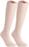 Lian LifeStyle Big Girl's Women's 2 Pairs Knee High Wool Crew Socks FS05 Size 6-9