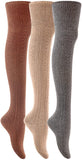 Lian LifeStyle Women's 3 Pairs Adorable Thigh High Cotton Socks Size 6-9 LLS1025