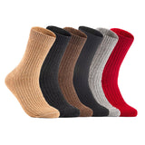 Lian LifeStyle Gorgeous Big Girls Women's 6 Pair Wool Crew Socks Size 6-9 FS03, Color (Beige,Black,Brown,DarkGrey,LightGrey,Red)