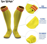 Lian LifeStyle Adult's 2 Pairs Knee High Sports Socks Striped Size 6-9