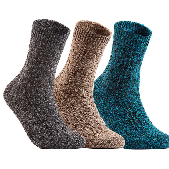 Lian LifeStyle Perfect Fit Women's 3 Pair's Wool Crew Socks For Healthy Feet. Cozy, Cute, and Comfortable Size 6-9 HR1613, Color (Dark Grey, Tan, Blue)