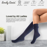 Lovely Annie Big Girl's & Women's 1 Pairs Knee High Wool Socks | Comfy, Cozy and Fancy Leg Warmer Stockings AFS05 Size L/XL(Navy)