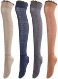 Lovely Annie Big Girl's Women's Fancy Thigh High Cotton Boot Socks L1856 Size 5-11