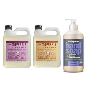 Liquid Hand Soap Refill, 1 Pack Peony, 1 Pack Oat Blosom, 33 OZ each include 1, 12.75 OZ Bottle of Hand Soap Lavender + Coconut