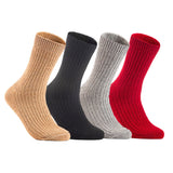 Lian LifeStyle Gorgeous Big Girls Women's 4 Pair Wool Crew Socks Size 6-9 FS03, Color (Beige,DarkGrey,LightGrey,Red)