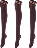 Lovely Annie Women's 3 Pairs Over Knee High Thigh High Cotton Socks Size 6-9 A1023