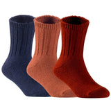 Children's Durable, Stretchable, Thick & Warm Wool Crew Socks. Perfect as Winter Snow Sock and All Seasons FS01, 3 Pair, Size 4Y-6Y, Navy, Coffee, Wine