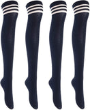 Lian LifeStyle Big Girls' Women's 4 Pairs Thigh High Cotton Socks L1022 Size 6-9