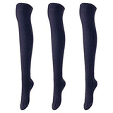 Lovely Annie Women's 3 Pairs Over Knee High Thigh High Cotton Socks Size 6-9 A1024