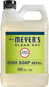 Mrs. Meyer's Clean Day Liquid Dish Soap Refill, Cruelty Free Formula, Lemon Verbena Scent, 48 oz-2-Packs