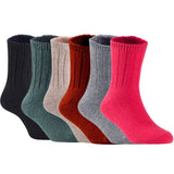 Children's Durable, Stretchable, Thick & Warm Wool Crew Socks. Perfect as Winter Snow Sock and All Seasons FS01, 6 Pair, Size 4Y-6Y, Black, DarkGrey, Biege, Wine, Grey, Red