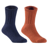 Children's Durable, Stretchable, Thick & Warm Wool Crew Socks. Perfect as Winter Snow Sock and All Seasons FS01, 2 Pair, Size 4Y-6Y, Navy, Coffee
