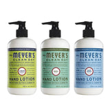 Mrs. Meyers Clean Day Hand Lotion, 1 Pack Lemon Verbena, 1 Pack Basil, 1 Pack Rainwater, 12 OZ each