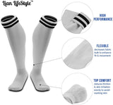 Lian LifeStyle Adult's 2 Pairs Knee High Sports Socks Striped Size 6-9
