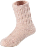 Children's Durable, Stretchable, Thick & Warm Wool Crew Socks. Perfect as Winter Snow Sock and All Seasons FS01, 2 Pair, Size 4Y-6Y, Biege, Red