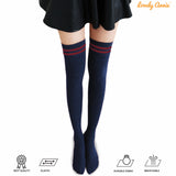 Incredible Women's 4 Pairs Thigh High Cotton Socks Unique, Durable And Super Soft For Everyday Relaxed Feet LAJ1023 Size 6-9 (Navy)