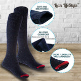 Lian LifeStyle Men's 3 Pairs Pack Wool Socks Assorted Mixed Color Size 8-10