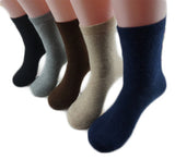 Meso Men's 5 Pairs Outstanding Quality, Breathable & Lightweight Wool Crew Socks Good as Hiking & Running Socks Size 7-10(Solid)