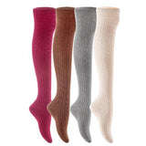 Lovely Annie Big Girl's 4 Pairs Over Knee High Thigh High Thigh High Cotton Socks Size L/XL
