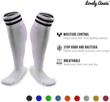 Lovely Annie Women's 2 Pairs Knee High Sports Socks for Baseball/Soccer/Lacrosse 003 M(White)