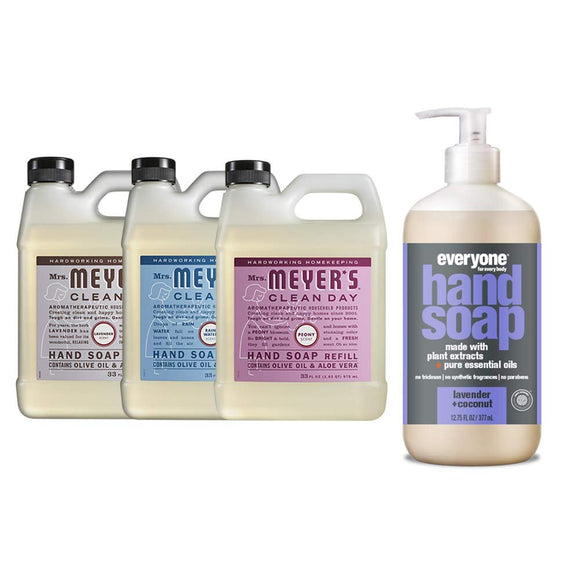 Liquid Hand Soap Refill, 1 Pack Lavender, 1 Pack Rain water, 1 Pack Peony, 33 OZ each include 1, 12.75 OZ Bottle of Hand Soap Lavender + Coconut