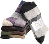 Lovely Annie Men's 5 Pairs Luxurious Angora Wool Crew Socks Big Square Size 7-10