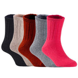 Children's Durable, Stretchable, Thick & Warm Wool Crew Socks. Perfect as Winter Snow Sock and All Seasons FS01, 5 Pair, Size 4Y-6Y, Black, Biege, Wine, Grey, Red