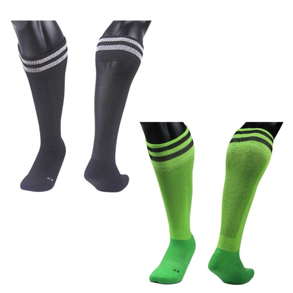 Lian LifeStyle Exceptional Boy's 2 Pairs Knee High Sports Socks for Soccer, Softball, Baseball, Soccer, and Many Other Sports XL002 Size M (BLACK,GREEN)