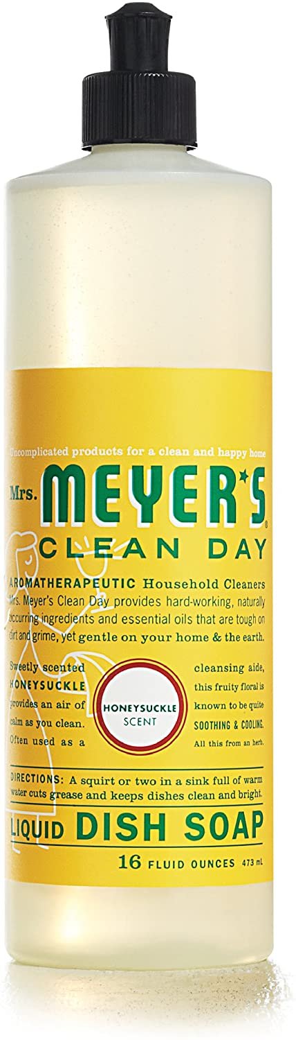 Mrs. Meyer's Clean Day Liquid Dish Soap, Honeysuckle, 16 Ounce (Pack of 2)