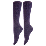 Lovely Annie Women's Girl's 2 Pairs Stylish Knee High Wool Socks. Lightweight, Cozy, Thick, Warm, Breathable & Absorbent Size 2.5-7 HR1412 (Purple)