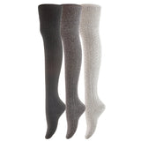 Lian LifeStyle Women's 3 Pairs Adorable Thigh High Cotton Socks Size 6-9 LLS1025