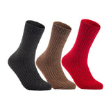 Lian LifeStyle Gorgeous Big Girls Women's 3 Pair Wool Crew Socks Size 6-9 FS03, Color (Black,Brown,Red)