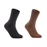 Lian LifeStyle Gorgeous Big Girls Women's 2 Pair Wool Crew Socks Size 6-9 FS03, Color (Black,Brown)